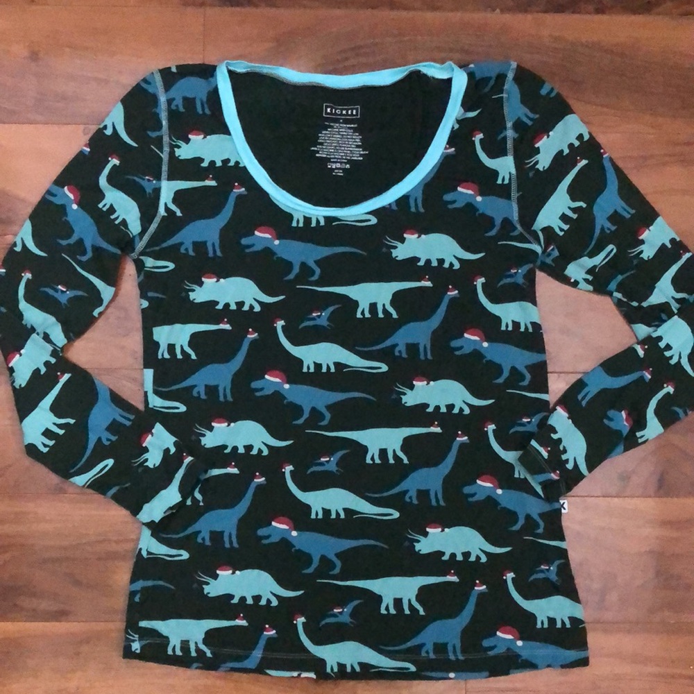 Kickee Pants Women’s Santasaurus Scoop Neck Long Sleeve Top XL
